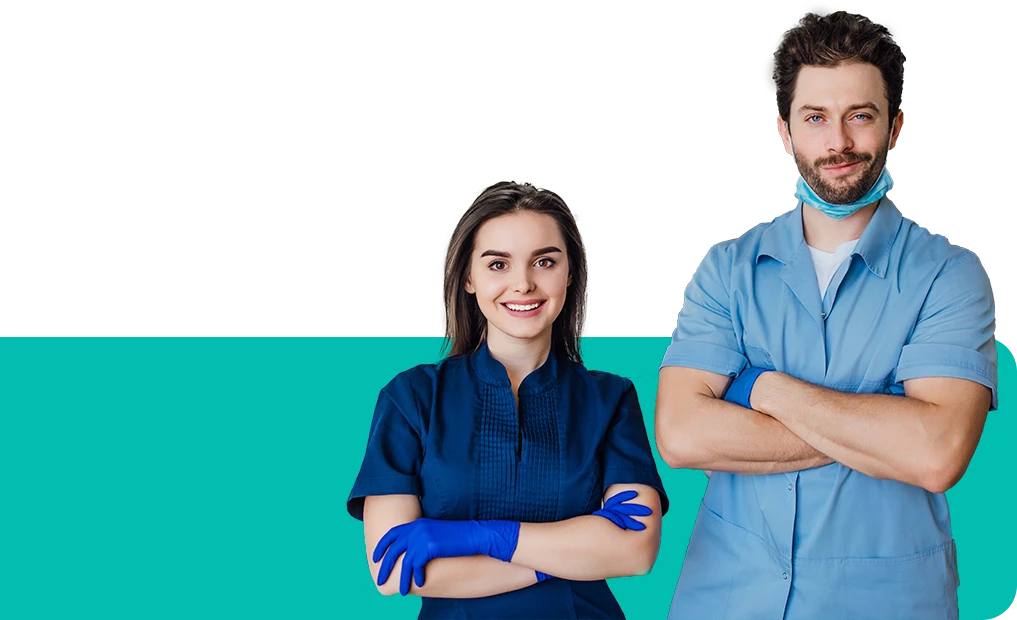 casal de dentistas brancos